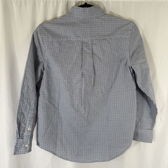 Ralph Lauren Dress Shirt Boy medium 10 12 White Blue Plaid Button Up Long Sleeve - Picture 7 of 9